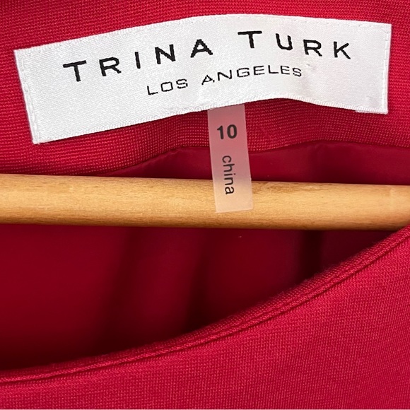 Trina Turk Red Long Sleeve Round Neck Shift Dress Size 10 - Picture 3 of 12